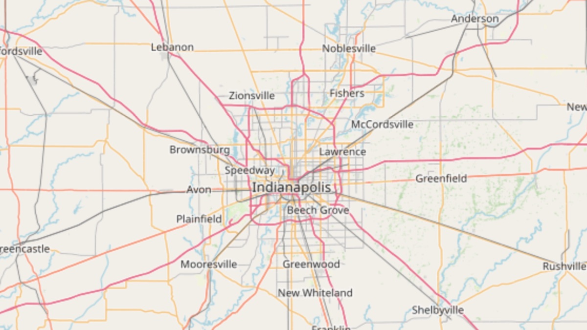 map showing D&B Guttering service area covering Indianapolis and central indiana